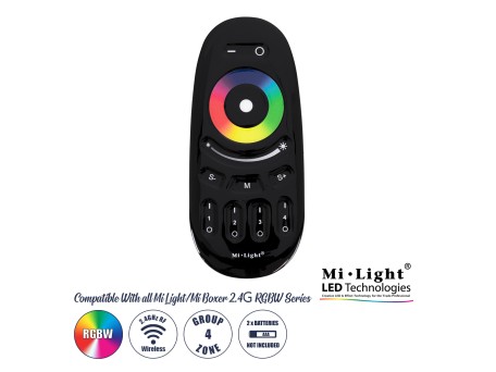 GloboStar® 71410 FUT096-B Mi-Light Ασύρματο Χειριστήριο Αφής RF 2.4Ghz 4 Group για όλα τα RGBW Mi-BOXER Controller DC 3V 2 x AAA - IP20 Μαύρο Μ12 x Π5.4 x Υ2cm - 5 Years Warranty