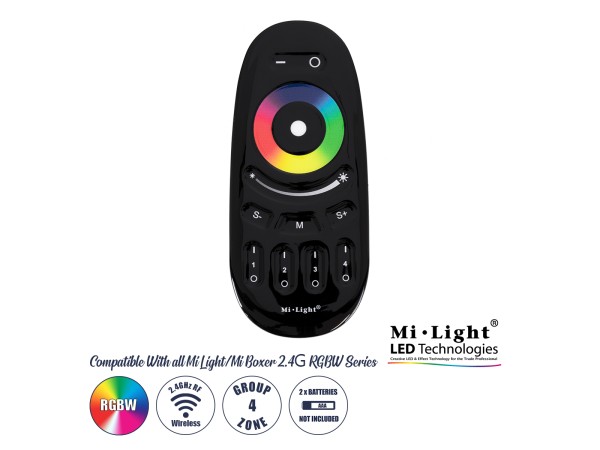 GloboStar® 71410 FUT096-B Mi-Light Ασύρματο Χειριστήριο Αφής RF 2.4Ghz 4 Group για όλα τα RGBW Mi-BOXER Controller DC 3V 2 x AAA - IP20 Μαύρο Μ12 x Π5.4 x Υ2cm - 5 Years Warranty