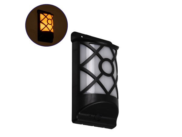 GLOBOSTAR® FLAMEART 71457 Διακοσμητικό Φωτιστικό Τοίχου LED 3W 90lm 120° DC 5V με Φωτοβολταϊκό Panel 5V 0.2W & Επαναφορτιζόμενη Μπαταρία Li-ion 3.2V 300mAh Αδιάβροχο IP65 Πορτοκαλί με Εφέ Φλόγας - Μ18 x Π10 x Υ5cm - 1 Χρόνο Εγγύηση