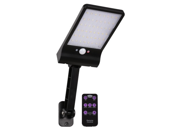 GLOBOSTAR® RASOL 71465 Προβολέας με Ανιχνευτή PIR / Αισθητήρα Κίνησης LED 4W 200lm 120° DC 5V με Φωτοβολταϊκό Panel 5V 0.3W & Επαναφορτιζόμενη Μπαταρία Li-ion 3.2V 2200mAh Αδιάβροχο IP65 Ρυθμιζόμενο Λευκό CCT με Χειριστήριο από 2700K έως 6000K Dimmable - 