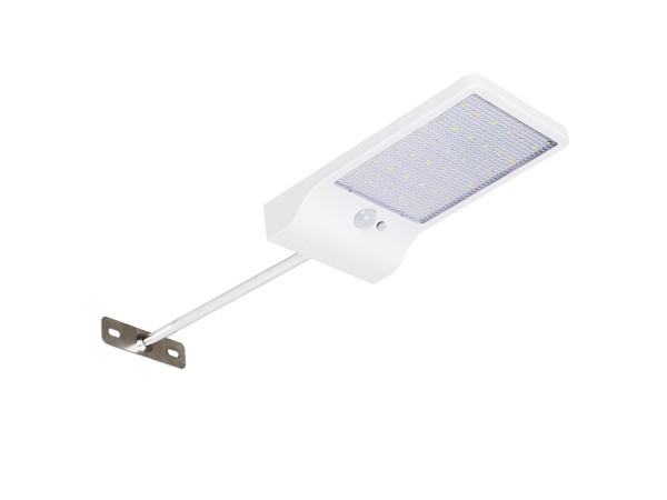 GLOBOSTAR® RASOL 71467 Προβολέας με Ανιχνευτή PIR / Αισθητήρα Κίνησης LED 4W 200lm 120° DC 5V με Φωτοβολταϊκό Panel 5V 0.3W & Επαναφορτιζόμενη Μπαταρία Li-ion 3.2V 2200mAh Αδιάβροχο IP65 Ψυχρό Λευκό 6000K - Sanan SMD Chip - Λευκό - Μ18.5 x Π11 x Υ3cm - 2 