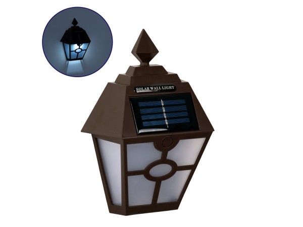 GloboStar® 71493 Αυτόνομο Ηλιακό Φωτιστικό Τοίχου Καφέ LED SMD 1W 40lm με Ενσωματωμένη Μπαταρία 600mAh - Φωτοβολταϊκό Πάνελ με Αισθητήρα Ημέρας-Νύχτας IP65 Ψυχρό Λευκό 6000K