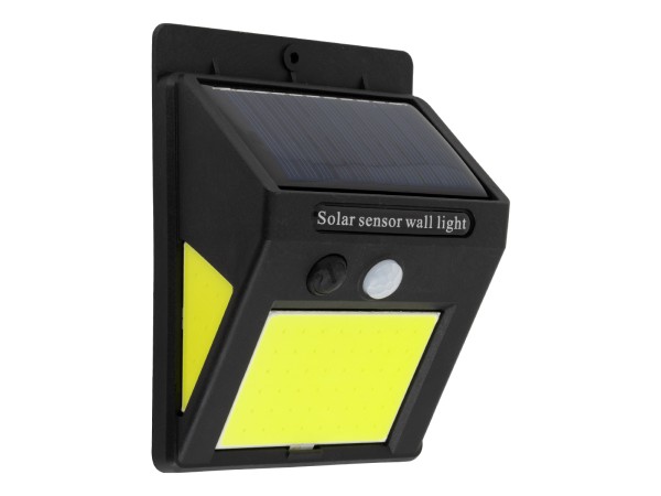 GLOBOSTAR® VELION 71496 Προβολέας με Ανιχνευτή PIR / Αισθητήρα Κίνησης LED 12W 600lm 180° DC 5V με Φωτοβολταϊκό Panel 5V 0.3W & Επαναφορτιζόμενη Μπαταρία Li-ion 3.2V 1200mAh Αδιάβροχο IP65 Ψυχρό Λευκό 6000K - Sanan COB Chip - Μαύρο - Μ9.6 x Π4.8 x Υ12.4cm