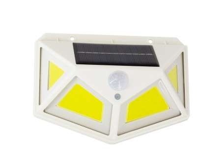 GLOBOSTAR® NOVAQ 71497 Προβολέας με Ανιχνευτή PIR / Αισθητήρα Κίνησης LED 10W 500lm 180° DC 5V με Φωτοβολταϊκό Panel 5V 0.3W & Επαναφορτιζόμενη Μπαταρία Li-ion 3.2V 1200mAh Αδιάβροχο IP65 Ψυχρό Λευκό 6000K - Sanan COB Chip - Λευκό - Μ13.6 x Π5.2 x Υ9.9cm 