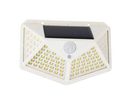 GLOBOSTAR® NOVAQ 71498 Προβολέας με Ανιχνευτή PIR / Αισθητήρα Κίνησης LED 10W 500lm 180° DC 5V με Φωτοβολταϊκό Panel 5V 0.3W & Επαναφορτιζόμενη Μπαταρία Li-ion 3.2V 1200mAh Αδιάβροχο IP65 Ψυχρό Λευκό 6000K - Sanan SMD Chip - Λευκό - Μ13.6 x Π5.2 x Υ9.9cm 