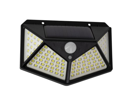 GLOBOSTAR® NOVAQ 71499 Προβολέας με Ανιχνευτή PIR / Αισθητήρα Κίνησης LED 10W 500lm 180° DC 5V με Φωτοβολταϊκό Panel 5V 0.3W & Επαναφορτιζόμενη Μπαταρία Li-ion 3.2V 1200mAh Αδιάβροχο IP65 Ψυχρό Λευκό 6000K - Sanan SMD Chip - Μαύρο - Μ13.6 x Π5.2 x Υ9.9cm 