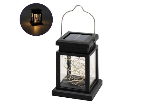 GLOBOSTAR® LANTERNIA 71505 Διακοσμητικό Φαναράκι LED 1W 50lm 180° DC 5V με Φωτοβολταϊκό Panel 5V 0.1W & Επαναφορτιζόμενη Μπαταρία Li-ion 3.2V 120mAh Αδιάβροχο IP65 Θερμό Λευκό 2700K - Μ9 x Π9 x Υ12.5cm - 1 Χρόνο Εγγύηση