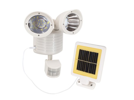 GLOBOSTAR® ARCOR 71508 Προβολέας με Ανιχνευτή PIR / Αισθητήρα Κίνησης LED 10W 500lm 180° DC 5V με Φωτοβολταϊκό Panel 5V 0.3W & Επαναφορτιζόμενη Μπαταρία Li-ion 3.2V 1200mAh Αδιάβροχο IP54 Ψυχρό Λευκό 6000K - Sanan SMD Chip - Λευκό - Μ19 x Π11 x Υ29cm - 2 