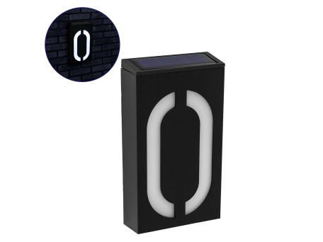 GloboStar® 71510 Αυτόνομο Ηλιακό Φωτιστικό LED SMD 1W 100lm με Ενσωματωμένη Μπαταρία 1000mAh - Φωτοβολταϊκό Πάνελ με Αισθητήρα Ημέρας-Νύχτας για Αρίθμηση Δρόμου με Αριθμό 0 Αδιάβροχο IP55 Ψυχρό Λευκό 6000K