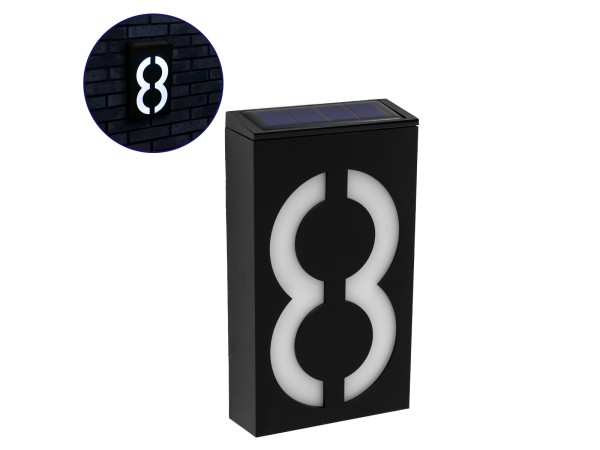 GloboStar® 71518 Αυτόνομο Ηλιακό Φωτιστικό LED SMD 1W 100lm με Ενσωματωμένη Μπαταρία 1000mAh - Φωτοβολταϊκό Πάνελ με Αισθητήρα Ημέρας-Νύχτας για Αρίθμηση Δρόμου με Αριθμό 8 Αδιάβροχο IP55 Ψυχρό Λευκό 6000K GloboStar® 71518 Αυτόνομο Ηλιακό Φωτιστικό LED SMD 1W 100lm με Ενσωματωμένη Μπαταρία 1000mAh - Φωτοβολταϊκό Πάνελ με Αισθητήρα Ημέρας-Νύχτας για Αρίθμηση Δρόμου με Αριθμό 8 Αδιάβροχο IP55 Ψυχρό Λευκό 6000K