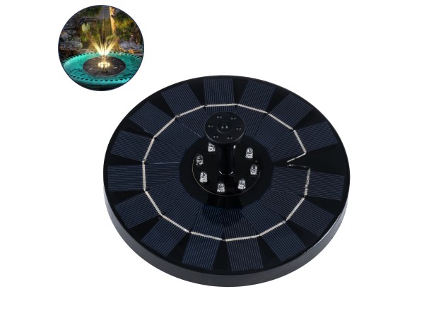 GLOBOSTAR® FOUNTAIN 71531 Διακοσμητικό Συντριβάνι LED 3W 120lm 120° DC 5V με Φωτοβολταϊκό Panel 5V 0.2W & Επαναφορτιζόμενη Μπαταρία Li-ion 3.2V 1500mAh Αδιάβροχο IP68 Θερμό Λευκό 2700K - Sanan Diode Chip - Μαύρο - 4 Μπέκ Ψεκασμού - Μ18 x Π18 x Υ8cm - 1 Χρ