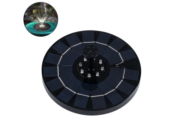 GLOBOSTAR® FOUNTAIN 71532 Διακοσμητικό Συντριβάνι LED 3W 150lm 120° DC 5V με Φωτοβολταϊκό Panel 5V 0.2W & Επαναφορτιζόμενη Μπαταρία Li-ion 3.2V 1500mAh Αδιάβροχο IP68 Ψυχρό Λευκό 6000K - Sanan Diode Chip - Μαύρο - 4 Μπέκ Ψεκασμού - Μ18 x Π18 x Υ8cm - 1 Χρ