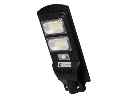 GloboStar® 71551 Αυτόνομο Ηλιακό Φωτιστικό Δρόμου Street Light LED SMD 100W 8000lm με Ενσωματωμένη Μπαταρία Li-ion 5500mAh - Φωτοβολταϊκό Πάνελ με Αισθητήρα Ημέρας-Νύχτας PIR Αισθητήρα Κίνησης Αδιάβροχο IP65 Ψυχρό Λευκό 6000K