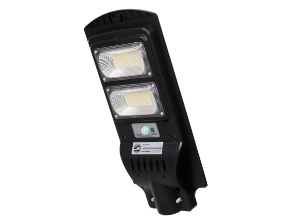 GloboStar® 71551 Αυτόνομο Ηλιακό Φωτιστικό Δρόμου Street Light LED SMD 100W 8000lm με Ενσωματωμένη Μπαταρία Li-ion 5500mAh - Φωτοβολταϊκό Πάνελ με Αισθητήρα Ημέρας-Νύχτας PIR Αισθητήρα Κίνησης Αδιάβροχο IP65 Ψυχρό Λευκό 6000K
