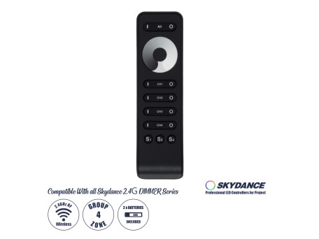 GloboStar® 71573 RS6 SKYDANCE Ασύρματο Χειριστήριο Αφής RF 2.4Ghz 4 Καναλιών για όλα τα Μονόχρωμα 4 Καναλιών SKYDANCE Controller DC 3V 2 x AAA - IP20 Μαύρο Μ15.5 x Π4.5 x Υ1.9cm - 5 Years Warranty