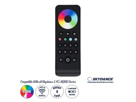 GloboStar® 71574 RS8 SKYDANCE Ασύρματο Χειριστήριο Αφής RF 2.4Ghz 8 Group για όλα τα RGB/RGBW SKYDANCE Controller DC 3V 2 x AAA - IP20 Μαύρο Μ14 x Π5 x Υ1.9cm - 5 Years Warranty