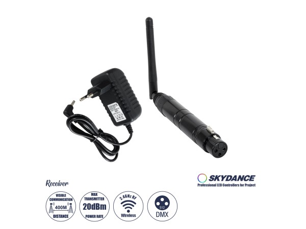 GLOBOSTAR® SKYDANCE-DM-WR 71578 DMX512 Ασύρματος Δέκτης RF 2.4Ghz ISM GFSK 20dBm 400m Θηλυκό XLR3 DC 5V IP20 - Μ1.9 x Π1.9 x Υ22cm - 5 Χρόνια Εγγύηση GLOBOSTAR® SKYDANCE-DM-WR 71578 DMX512 Ασύρματος Δέκτης RF 2.4Ghz ISM GFSK 20dBm 400m Θηλυκό XLR3 DC 5V IP20 - Μ1.9 x Π1.9 x Υ22cm - 5 Χρόνια Εγγύηση