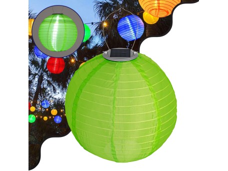 GloboStar® 71593 Αυτόνομο Ηλιακό Φωτιστικό Υφασμάτινη Πράσινη Μπάλα Φ30cm LED SMD 1W 100lm με Ενσωματωμένη Μπαταρία 1200mAh - Φωτοβολταϊκό Πάνελ με Αισθητήρα Ημέρας-Νύχτας Αδιάβροχο IP65 Ψυχρό Λευκό 6000K