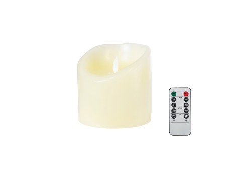 GLOBOSTAR® FIREFLAME 79541 Διακοσμητικό Κερί Παραφίνης με Εφέ Κινούμενης Φλόγας & IR Ασύρματο Χειριστήριο LED 0.5W 25lm 180° DC 3V με 2xAA Μπαταρίες IP20 Θερμό Λευκό 2700K Dimmable - Μπεζ - Μ10 x Π10 x Υ10cm - 2 Χρόνια Εγγύηση