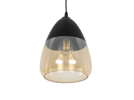 GLOBOSTAR® OLIVER 10001231 Vintage Κρεμαστό Φωτιστικό Οροφής με Ντουί 1 x E27 AC 220-240V IP20 - Μαύρο & Μελί - Μ22 x Π22 x Υ30cm