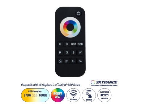GloboStar® 73009 RT5 SKYDANCE Ασύρματο Χειριστήριο Αφής RF 2.4Ghz 1 Group για όλα τα RGBW+WW SKYDANCE Controller  DC 3V 2 x AAA - IP20 Μαύρο Μ5.3 x Π1.75 x Υ12.2cm - 5 Years Warranty