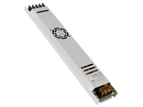 GloboStar® 73019 Μεταλλικό Τροφοδοτικό PELV Ultra Slim για Προϊόντα LED 400W 16.7A - AC 220-240V σε DC 24V - IP20 Μ31 x Π5.4 x Υ2.3cm - 3 Years Warranty