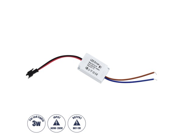 GLOBOSTAR® CCVOLT 73074 Τροφοδοτικό/Μετασχηματιστής SELV 3W 0.27A DC 7-11V - από AC 220-240V σε DC 7-11V IP20 - Μ4.5 x Π3 x Υ2.5cm - 2 Χρόνια Εγγύηση