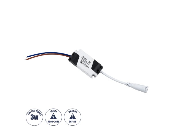 GLOBOSTAR® CCVOLT 73075 Τροφοδοτικό/Μετασχηματιστής SELV 3W 0.27A DC 7-11V - από AC 220-240V σε DC 7-11V IP20 - Μ6 x Π3 x Υ2cm - 3 Χρόνια Εγγύηση