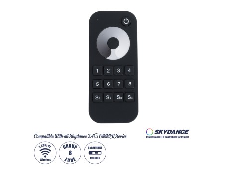 GloboStar® 73121 RT8 SKYDANCE Ασύρματο Χειριστήριο Αφής RF 2.4Ghz 8 Group για όλα τα Μονόχρωμα SKYDANCE Controller DC 3V 2 x AAA - IP20 Μ12.2 x Π5.3 x Υ1.7cm - 5 Χρόνια Εγγύηση