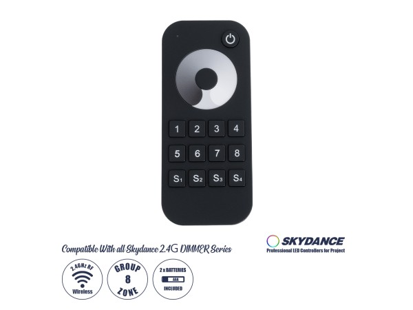 GloboStar® 73121 RT8 SKYDANCE Ασύρματο Χειριστήριο Αφής RF 2.4Ghz 8 Group για όλα τα Μονόχρωμα SKYDANCE Controller DC 3V 2 x AAA - IP20 Μ12.2 x Π5.3 x Υ1.7cm - 5 Χρόνια Εγγύηση