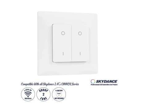 GloboStar® 73122 PF1-2 SKYDANCE Ασύρματο Επιτοίχιο Χειριστήριο 2 Group  RF 2.4Ghz DC3V IP20 - Μ8.5 x Π8.5 x Υ1.7cm - 5 Χρόνια Εγγύηση