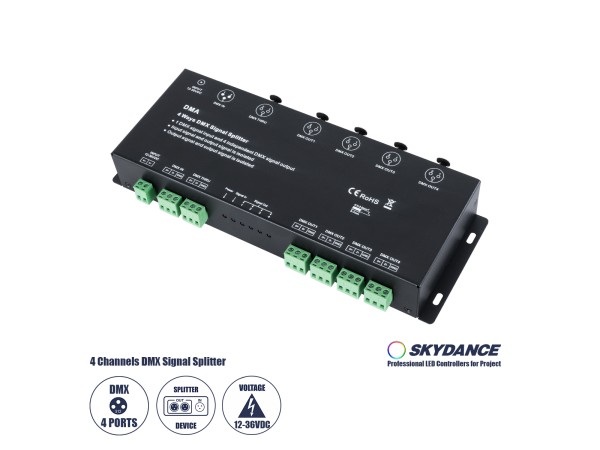 GloboStar® 73136 DMA SKYDANCE DC DMX512 Signal Splitter / Amplifier 4 Καναλιών DC 12-36V - IP20 Μ25.6 x Π9.2 x Υ3.8cm - 5 Χρόνια Εγγύηση GloboStar® 73136 DMA SKYDANCE DC DMX512 Signal Splitter / Amplifier 4 Καναλιών DC 12-36V - IP20 Μ25.6 x Π9.2 x Υ3.8cm - 5 Χρόνια Εγγύηση