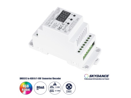 GloboStar® 73139 DL SKYDANCE DC DMX512 Signal Amplifier Din Rail Ράγας 2 Καναλιών DC 12-48V - IP20  Μ11.5 x Π5 x Υ6.5cm - 5 Χρόνια Εγγύηση