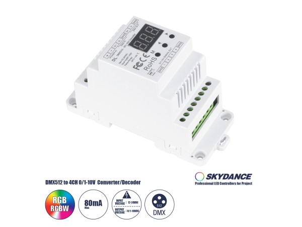 GloboStar® 73139 DL SKYDANCE DC DMX512 Signal Amplifier Din Rail Ράγας 2 Καναλιών DC 12-48V - IP20  Μ11.5 x Π5 x Υ6.5cm - 5 Χρόνια Εγγύηση