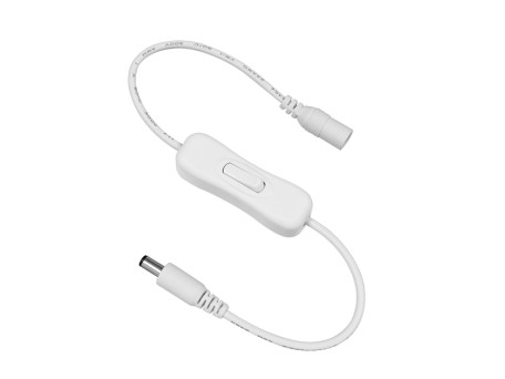GLOBOSTAR® STRIPDC 73301 Ταχυσύνδεσμος DC Jack 5.5x2.1mm Θηλυκός σε Αρσενικό με Διακόπτη On/Off IP20 - Λευκό - Μ35 x Π1.9 x Υ1.5cm