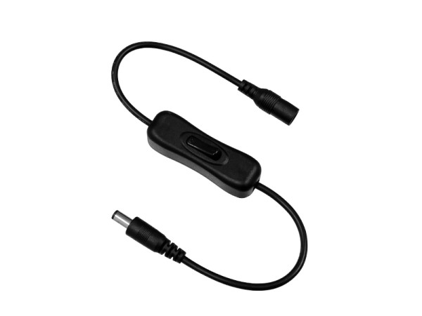 GLOBOSTAR® STRIPDC 73302 Ταχυσύνδεσμος DC Jack 5.5x2.1mm Θηλυκός σε Αρσενικό με Διακόπτη On/Off IP20 - Μαύρο - Μ35 x Π1.9 x Υ1.5cm