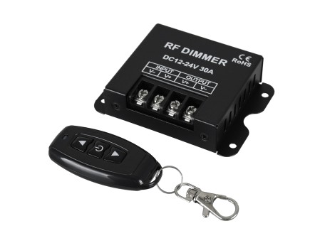 GLOBOSTAR® DIMMERME 73310 Dimmer με RF Ασύρματο Χειριστήριο με 1 x 30A 720W Κανάλι DC 12-24V 30A 720W Max IP20 - RF2.4Ghz - Μ8.7 x Π6.2 x Υ2cm - 2 Χρόνια Εγγύηση