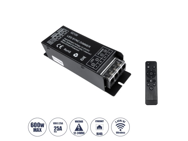 GLOBOSTAR® DIMMERIO 73311 Σετ Dimmer με RF Ασύρματο Χειριστήριο με 1 x 25A 600W Κανάλι DC 12-24V 25A 600W Max IP20 - RF2.4Ghz SYNC - Μ12.7 x Π4 x Υ3.2cm - 2 Χρόνια Εγγύηση GLOBOSTAR® DIMMERIO 73311 Σετ Dimmer με RF Ασύρματο Χειριστήριο με 1 x 25A 600W Κανάλι DC 12-24V 25A 600W Max IP20 - RF2.4Ghz SYNC - Μ12.7 x Π4 x Υ3.2cm - 2 Χρόνια Εγγύηση