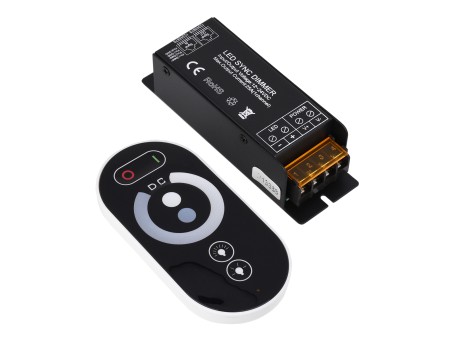 GLOBOSTAR® DIMMERIO 73312 Σετ Dimmer με RF Ασύρματο Χειριστήριο με 1 x 25A 600W Κανάλι DC 12-24V 25A 600W Max IP20 - RF2.4Ghz SYNC - Μ12.8 x Π4.1 x Υ3.4cm - 2 Χρόνια Εγγύηση