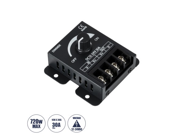 GLOBOSTAR® DIMMERALI 73316 Dimmer με 1 x 30A 720W Κανάλι DC 12-24V 30A 720W Max IP20 - Μ8.5 x Π6.5 x Υ4cm - 2 Χρόνια Εγγύηση GLOBOSTAR® DIMMERALI 73316 Dimmer με 1 x 30A 720W Κανάλι DC 12-24V 30A 720W Max IP20 - Μ8.5 x Π6.5 x Υ4cm - 2 Χρόνια Εγγύηση