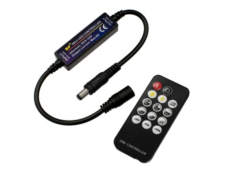 GLOBOSTAR® DIMMEROLI 73322 Σετ Dimmer με RF Ασύρματο Χειριστήριο με 1 x 6A 144W Κανάλι DC 12-24V 6A 144W Max IP20 - RF2.4Ghz - Μ31 x Π1.7 x Υ1.1cm - 2 Χρόνια Εγγύηση
