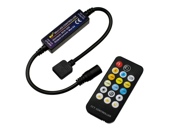 GLOBOSTAR® CCTCONTROLLER 73356 Σετ Dimmer / Controller με RF Ασύρματο Χειριστήριο με 2 x 3A 72W Κανάλια DC 12-24V 6A 144W Max IP20 - RF2.4Ghz - Μ8.3 x Π8.3 x Υ3.2cm - 2 Χρόνια Εγγύηση