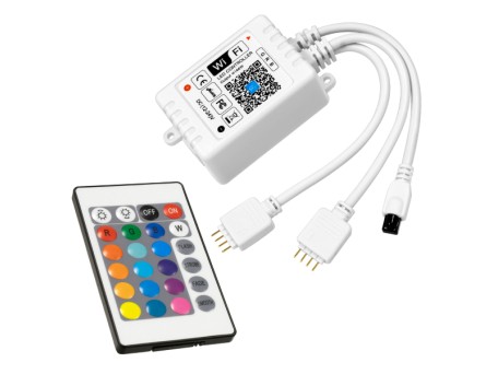 GloboStar® 73411 Ασύρματος Smart Home Wi-Fi LED RGB Controller με 2 Εξόδους RGB και Χειριστήριο IR DC 12V Max 100W - DC 24V Max 200W