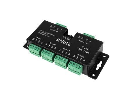 GloboStar® RGBCONTROLLER 73446 LED Digital RGB Ενισχυτής Σήματος SP901E LED Pixel WS2812B WS2811 SPI Signal Amplifier Repeater 10000 IC Professional Series 5-24V 288W - IP20 - Μ7 x Π14 x Υ3cm - 1 Χρόνος Εγγύηση