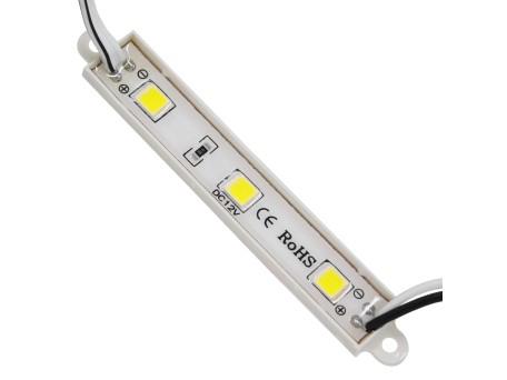 GLOBOSTAR® MODULARI 73701 Module LED 0.8W 80lm 120° DC 12V Αδιάβροχο IP66 3 x SMD5050 Chip Ψυχρό Λευκό 6000K Dimmable - Μ8.7 x Π1.3 x Υ0.5cm - Πακέτο 20 Τεμαχίων - 3 Χρόνια Εγγύηση
