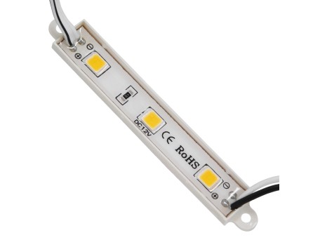 GLOBOSTAR® MODULARI 73702 Module LED 0.8W 70lm 120° DC 12V Αδιάβροχο IP66 3 x SMD5050 Chip Θερμό Λευκό 2700K Dimmable - Μ8.7 x Π1.3 x Υ0.5cm - Πακέτο 20 Τεμαχίων - 3 Χρόνια Εγγύηση