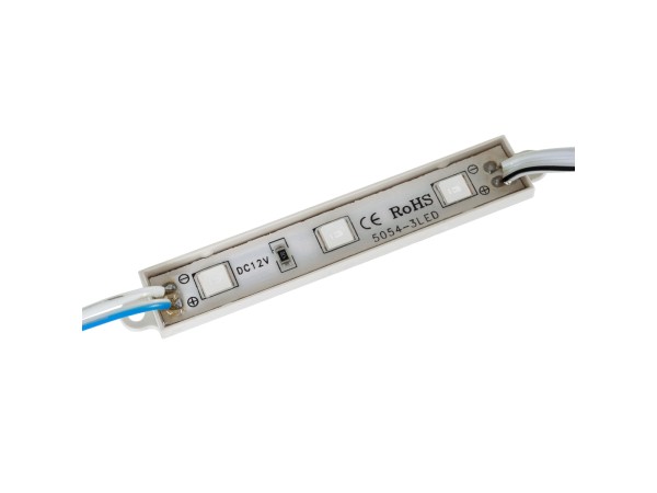 GloboStar® 73705 20 Τεμάχια x LED Modules 3 x SMD 5050 0.8W 50lm DC 12V - Αδιάβροχο IP66 - Μπλε - 2 Χρόνια Εγγύηση