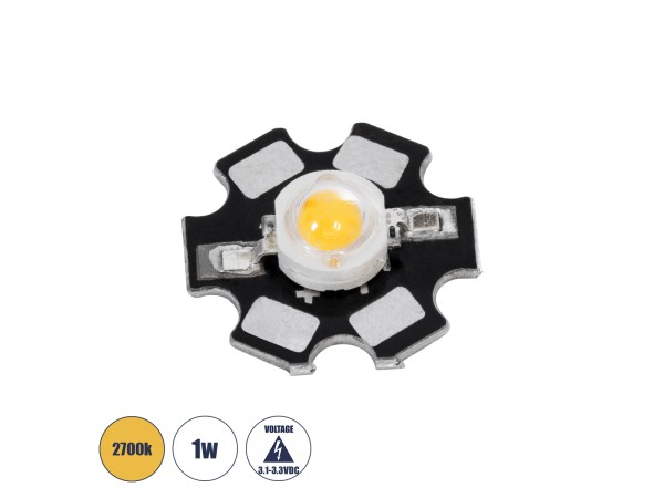 GLOBOSTAR® STARCHIP 73743 High Power Star LED 1W 80lm 90° DC 3.2V IP20 Θερμό Λευκό 2700K Dimmable - Sanan Chip - Μ2 x Π2 x Υ0.6cm - 2 Χρόνια Εγγύηση GLOBOSTAR® STARCHIP 73743 High Power Star LED 1W 80lm 90° DC 3.2V IP20 Θερμό Λευκό 2700K Dimmable - Sanan Chip - Μ2 x Π2 x Υ0.6cm - 2 Χρόνια Εγγύηση
