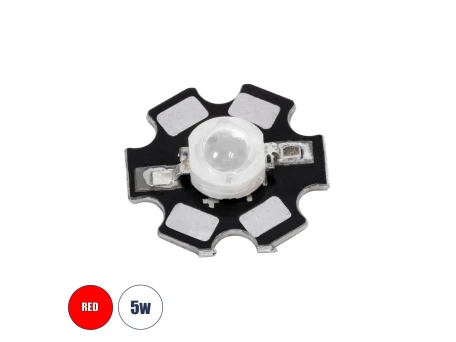 GLOBOSTAR® STARCHIP 73748 High Power Star LED 5W 160-180lm 180° DC 2.0-2.4V 700-1000mA IP20 Κόκκινο Dimmable - Sanan Chip - Μ2 x Π2 x Υ0.6cm - 2 Χρόνια Εγγύηση