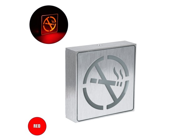 GloboStar® SENSATI 75652 Φωτιστικό Τοίχου Ένδειξης NO SMOKING LED 1W AC 220-240V IP20 - Σώμα Αλουμινίου - Μ11 x Π11 x Υ3cm - Κόκκινο